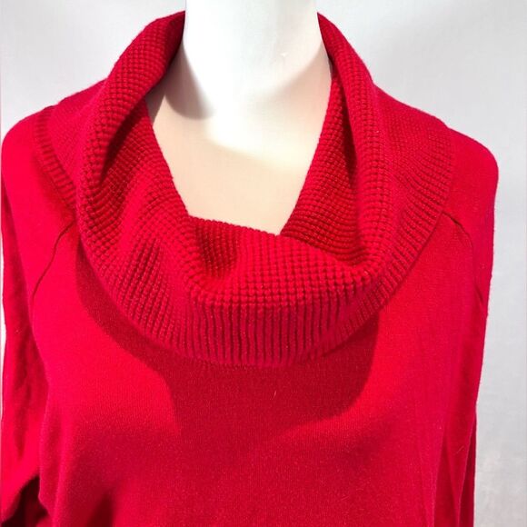 Cyrus red cowl neck brushed and waffle knit mixed sweater top size 2X - Picture 4 of 9